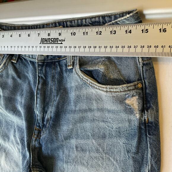Zara Women Jeans size 8 US Blue High Rise Straight Leg Boyfriend Ripped - Picture 4 of 12
